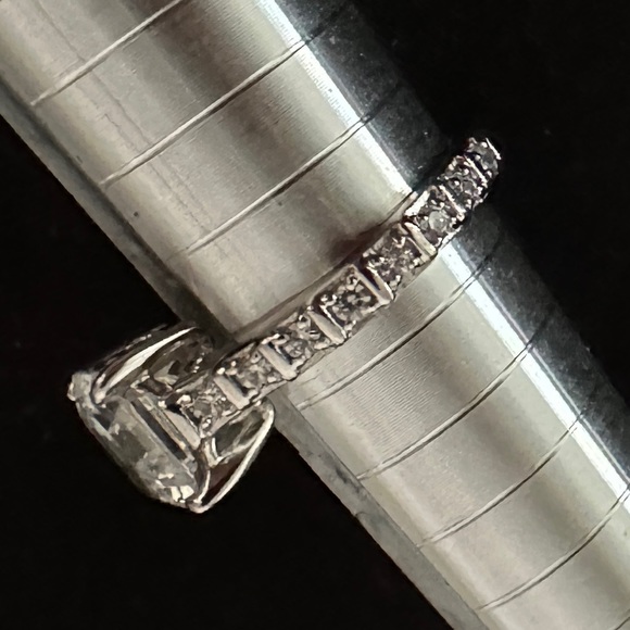 GET ENGAGED Classy Sterling Silver Square Cut CZ Ring w/Sm Round Stones SZ 6 - Picture 5 of 12